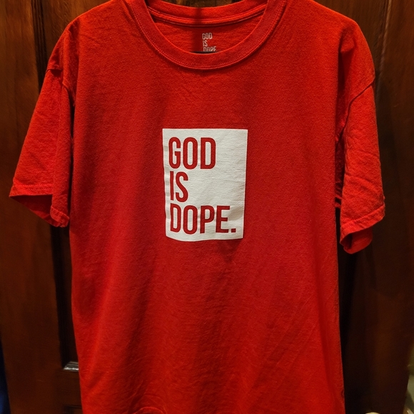 EUC God Is Dope Red T-Shirt - Picture 1 of 1